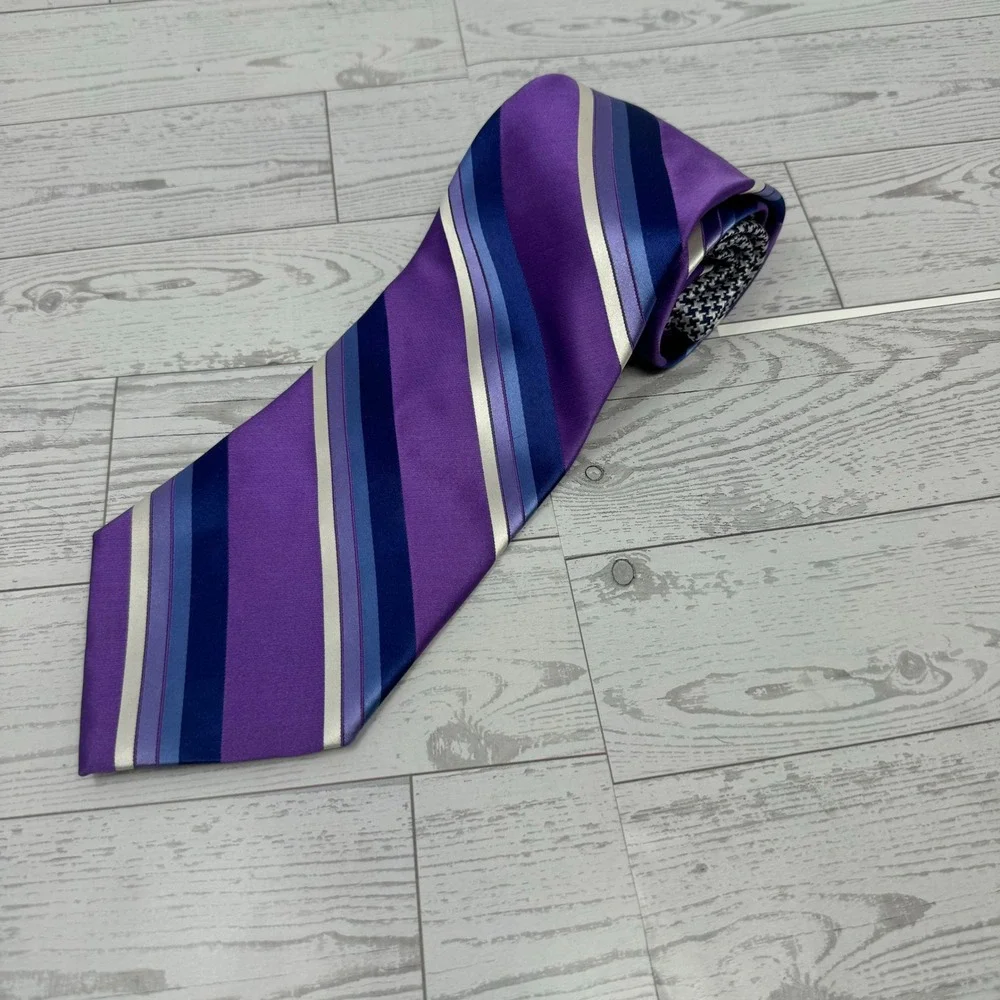 Tommy‎ Hilfiger Men's Silk Striped Tie Purple Blue White Formal Business